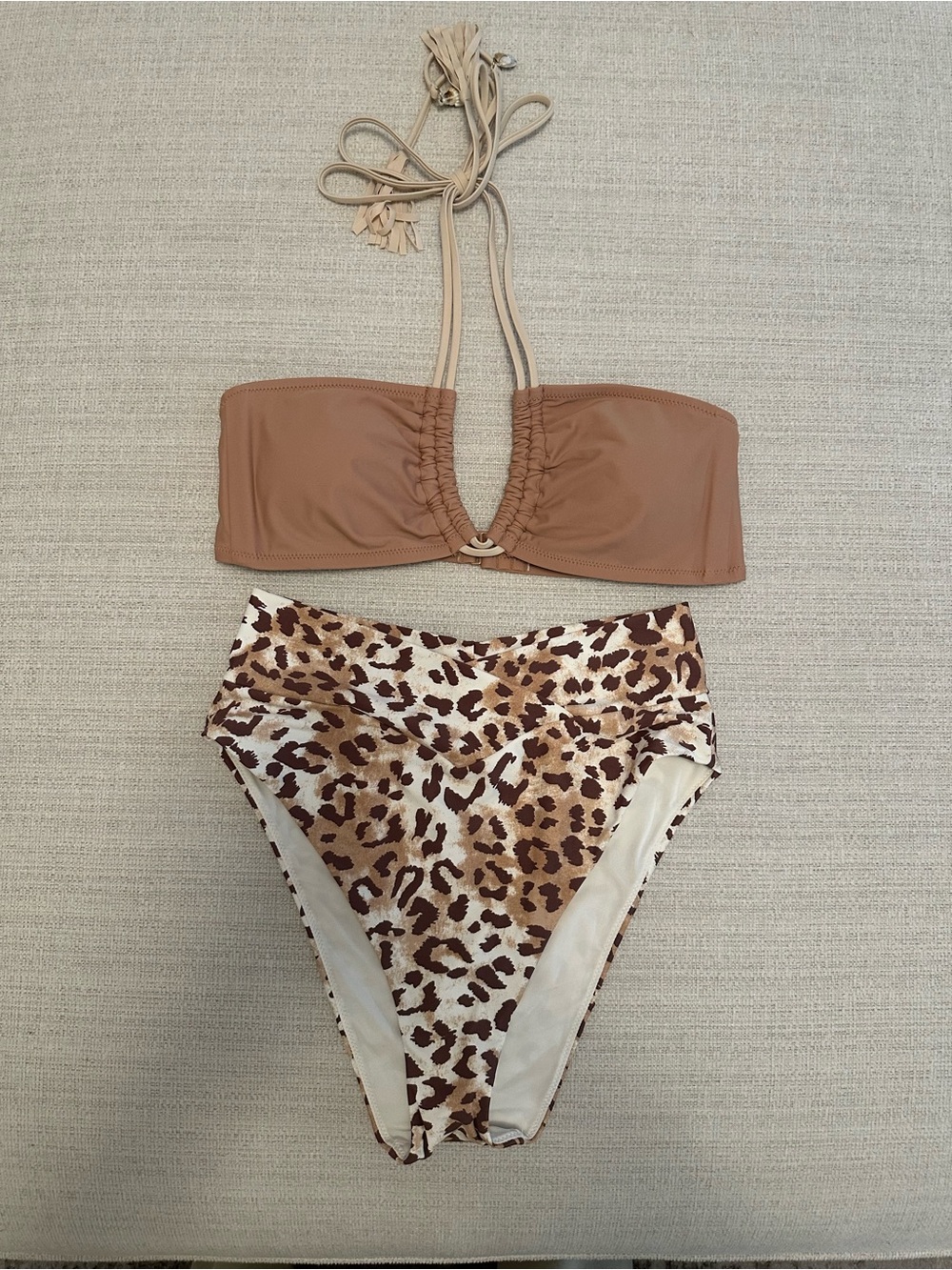 Aerie Leopard Print Bikini Set with Tan Bandeau